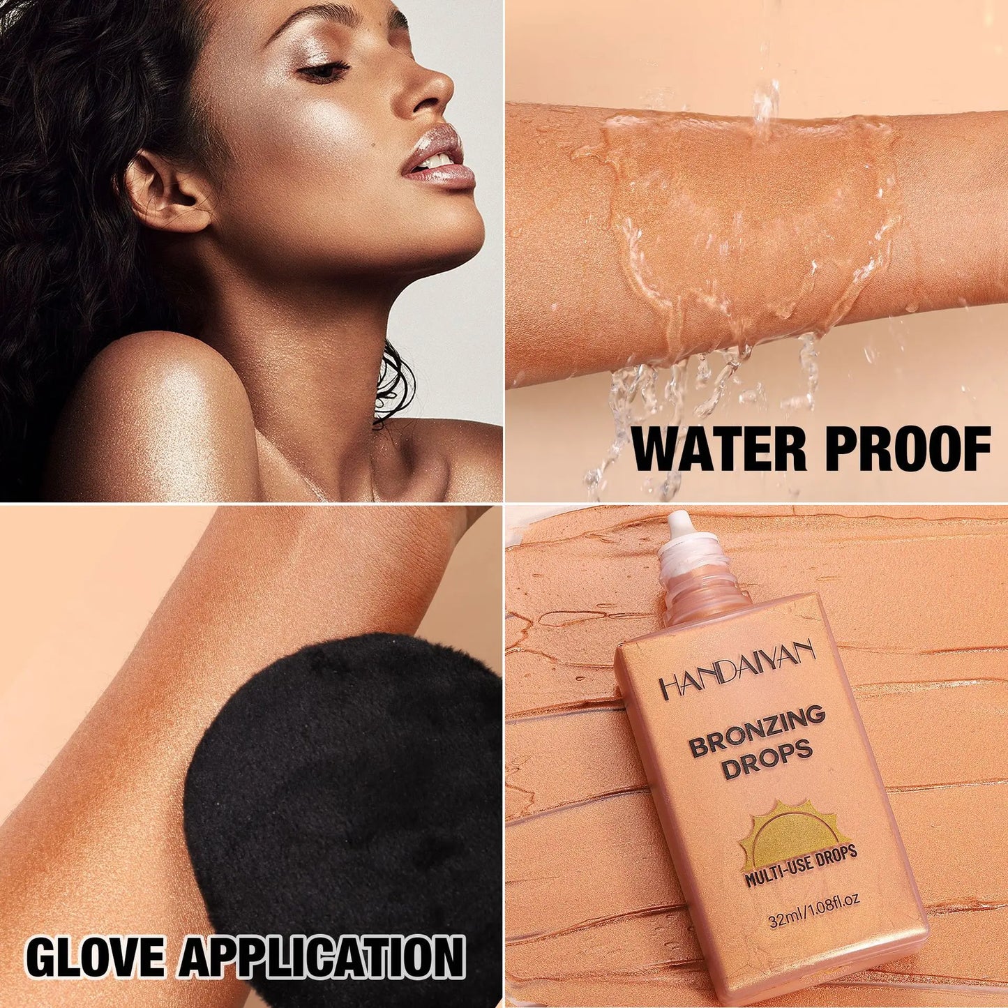 Waterproof Shimmer Bronze Body Foundation & Tanning Lotion
