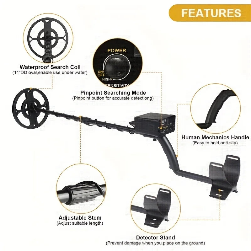 TC-200 New Upgrade Metal Detector Underground Wire Iron Metal Gold Detector Adjustable Tracker for Treasure Search Peaceful Pleasures Health and Wellness