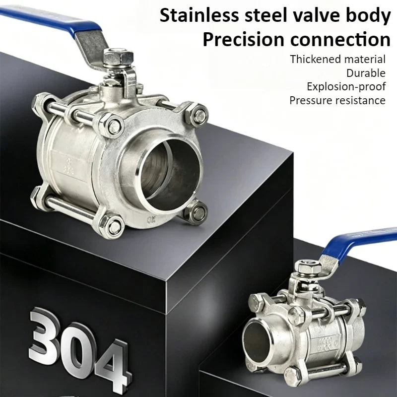 Stainless Steel BSP Three-Piece Ball Valve 1/2"–2" DN15–50