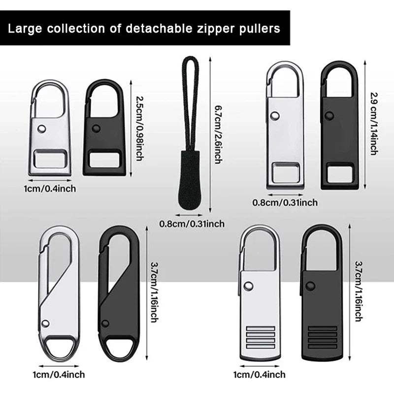 Metal Replacement Zipper Pulls & Cord Extenders – 5/10/20 Pack