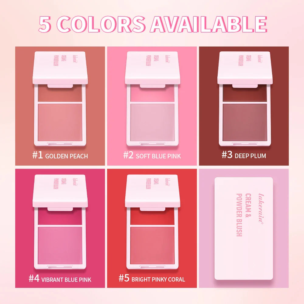 Lakerain Cream & Powder Blush Duo – 5 Shades, High Pigment