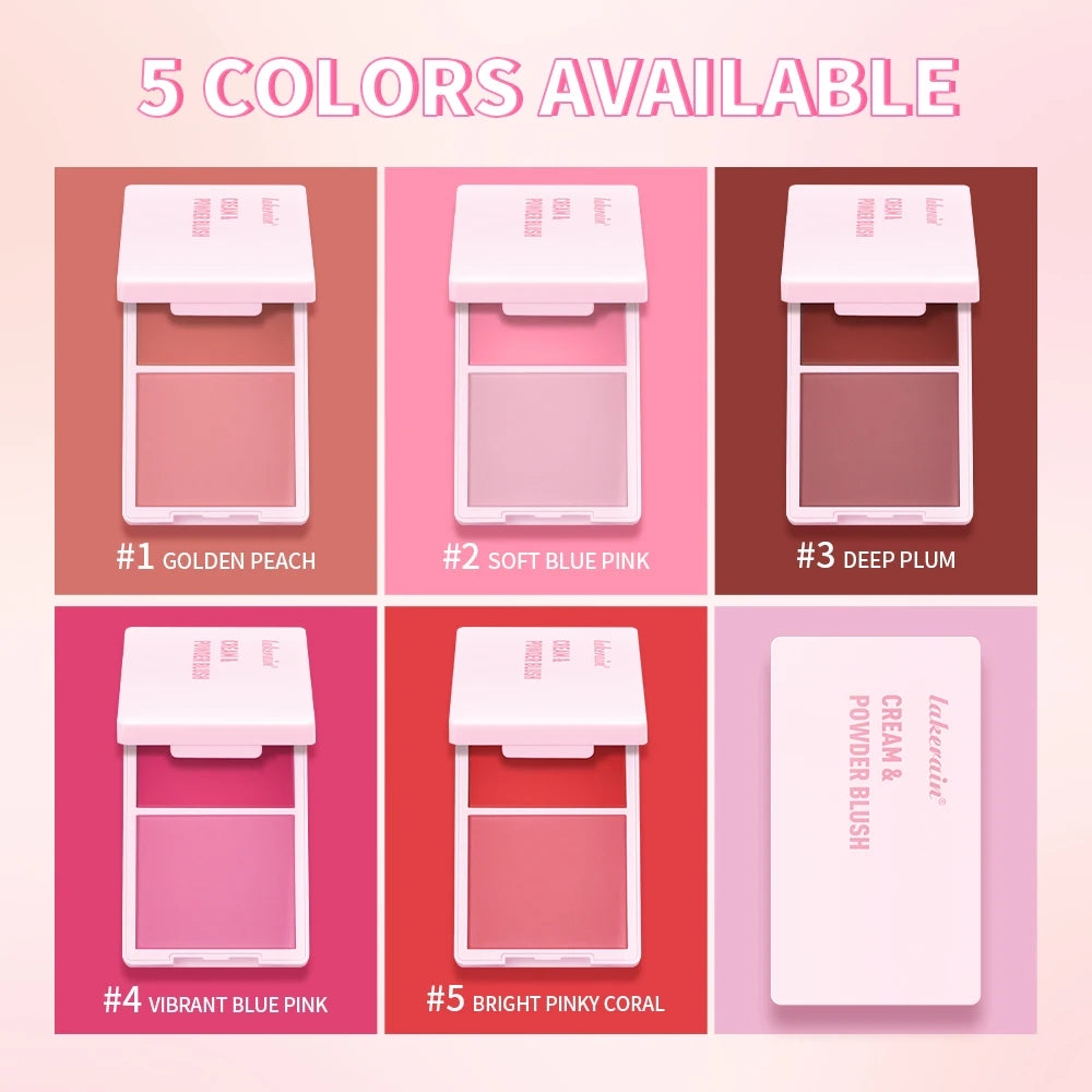 Creme & Powder Blush Duo Long Wearing Matte & Dewy Finish High Pigment Pink Candy Peach Blush Palette Vibrant Orange Red Blush Peaceful Pleasures Health and Wellness