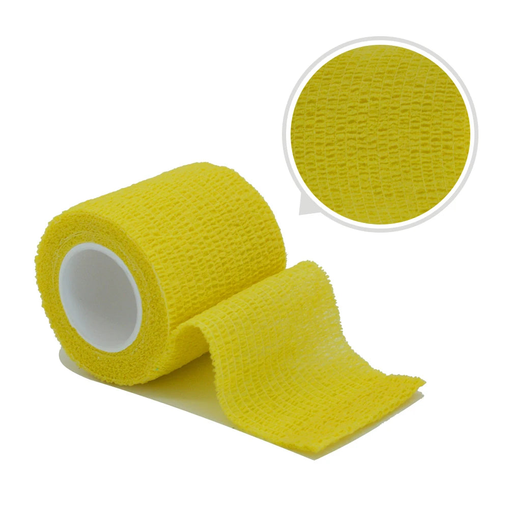 2.5/5/10cm*4.8m Gauze Bandage Self-adhesive Breathable Elastic Bandages for Sports Fixing Finger Wrist Leg Sports Protector Peaceful Pleasures Health and Wellness yellow 15cmX4.8m