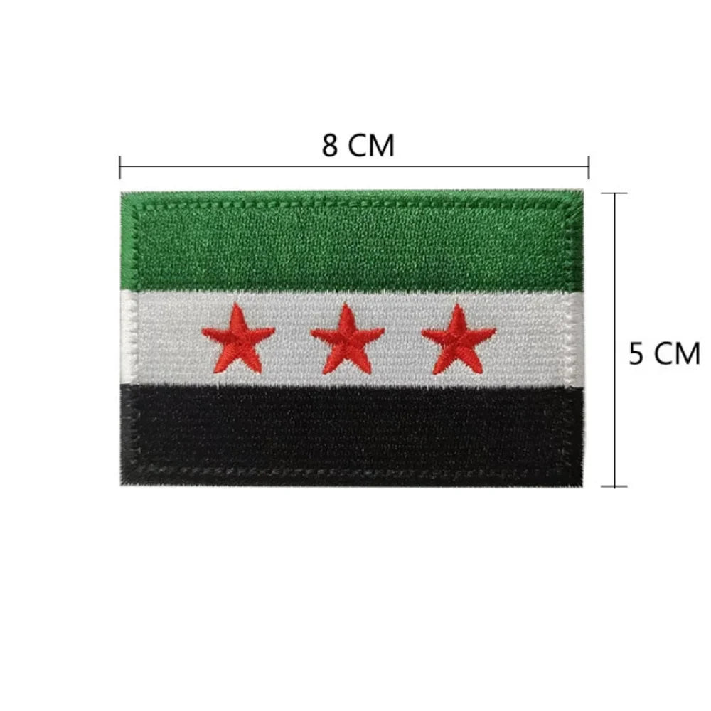 Syrian Flag Embroidered Patch – Iron-On & Hook Loop Badge