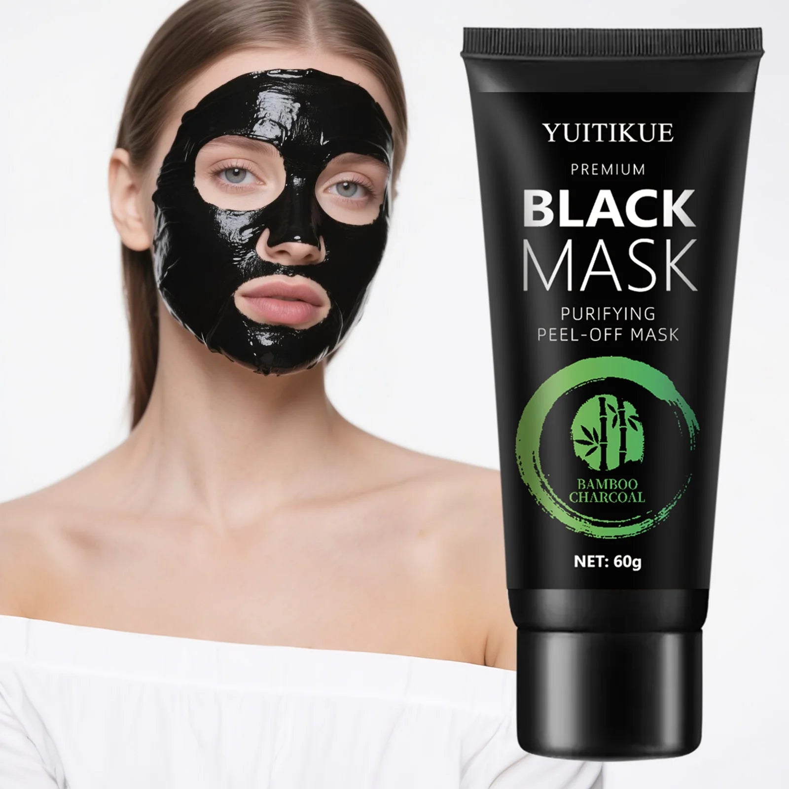 Bamboo Charcoal Black Mask 60g - Anti-Wrinkle & Whitening, Deep Cleansing Peel-Off, Removes Blackheads & Impurities Peaceful Pleasures Health and Wellness