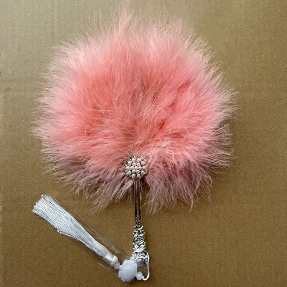 Fluffy Feather Fan with Tassels – Foldable Dance & Photo Prop