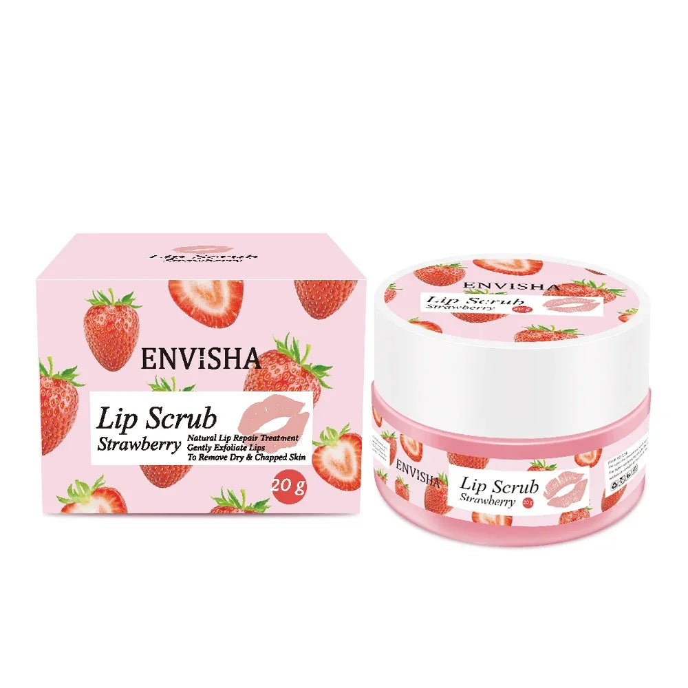 ENVISHA Strawberry Lip Scrub & Balm – Exfoliate & Moisturize Peaceful Pleasures Health and Wellness New Lip scrub