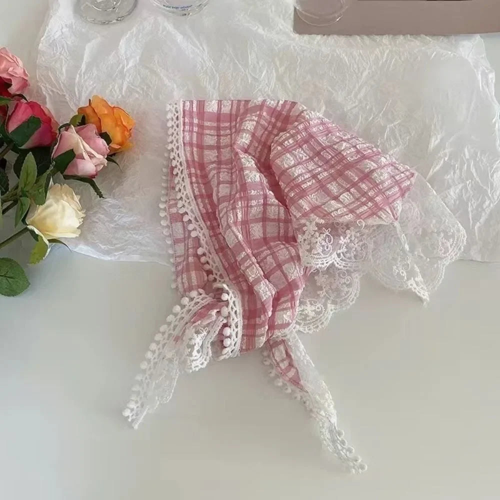 French Floral Triangle Scarf – Turban Bandana Hair Band Women
