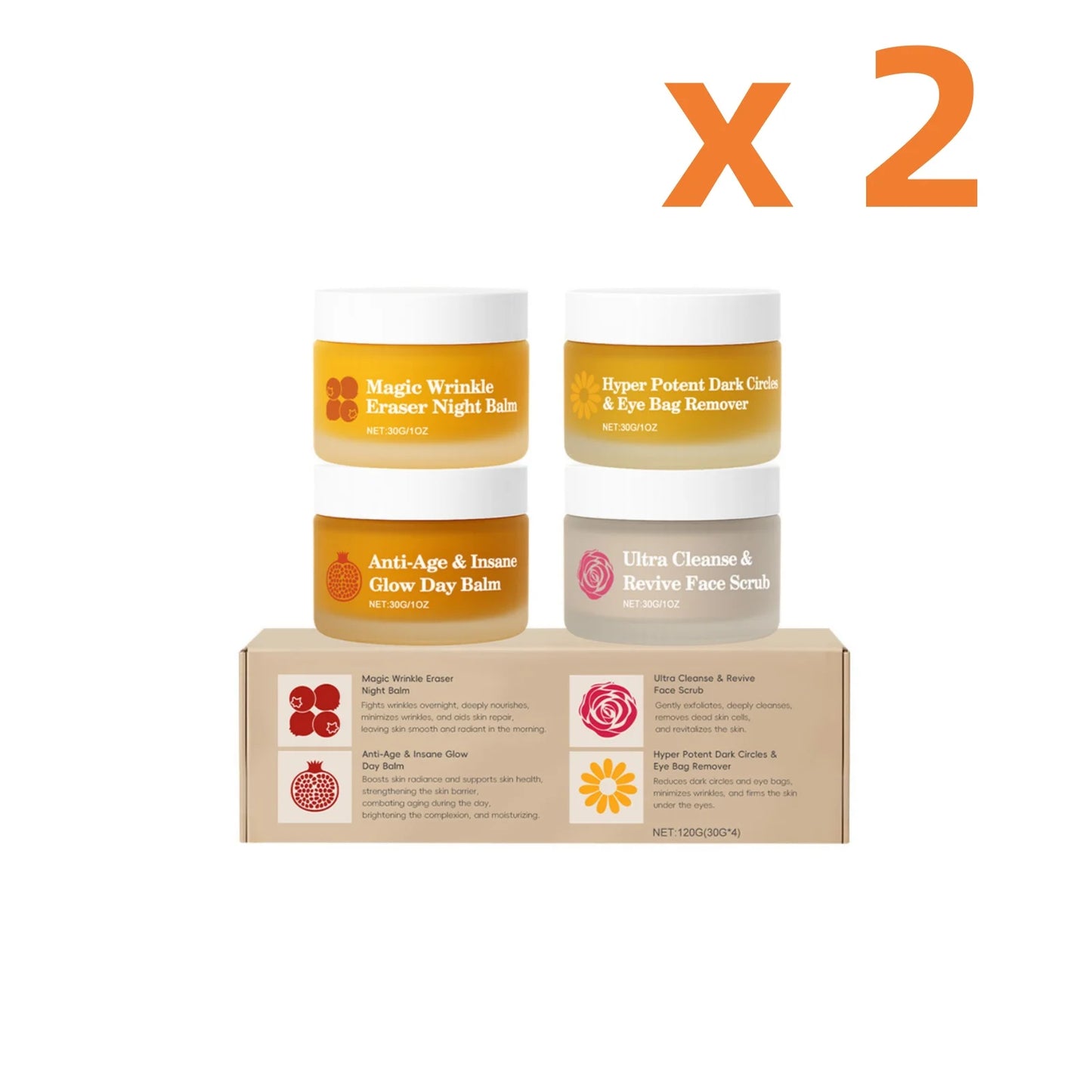 4-in-1 Face Care Gift Set – Day Night Balm Eye Cream & Scrub