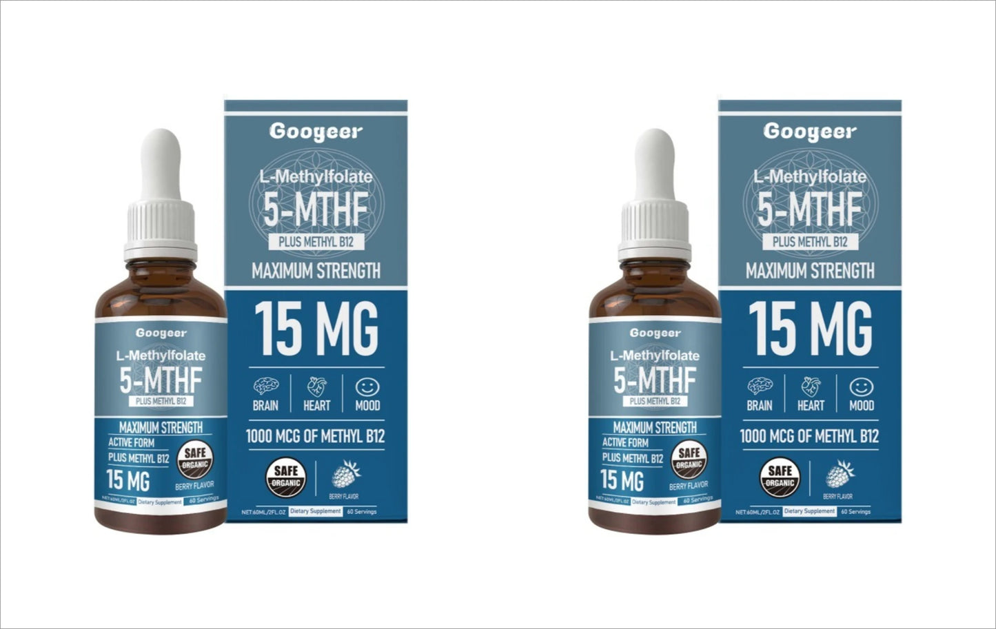 L-Methylfolate 5-MTHF & Methyl B12 Liquid Drops | 60 Servings
