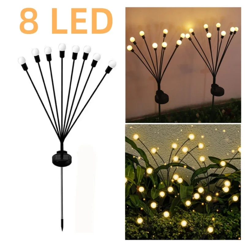 Solar Firefly Garden Lights 6/8/10 LED Swaying Outdoor Stakes
