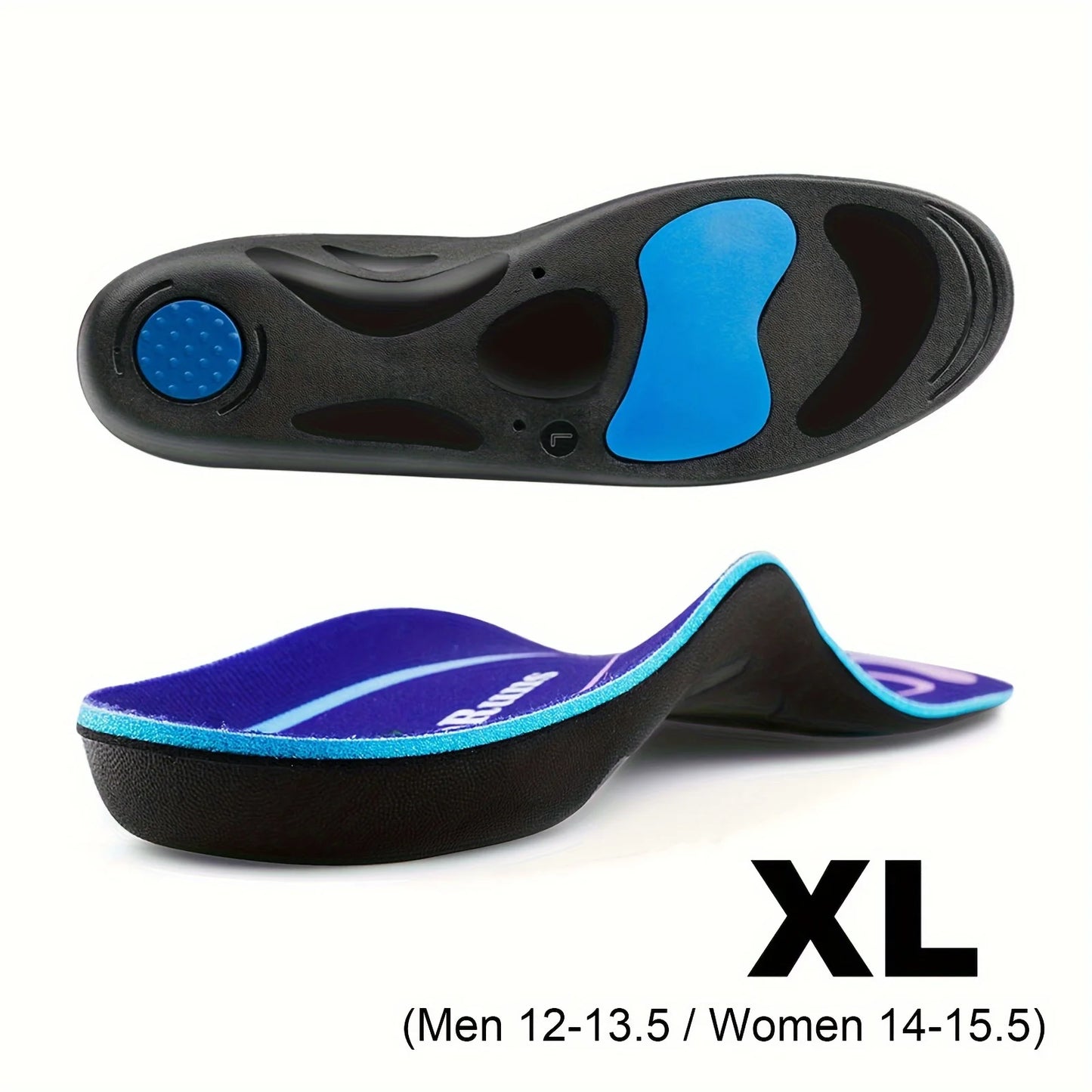 RooRuns Orthotic Insoles, Plantar Fasciitis Relief, Arch Support Insoles for Women & Men, Flat Feet Shoe Inserts for Sports Peaceful Pleasures Health and Wellness XL
