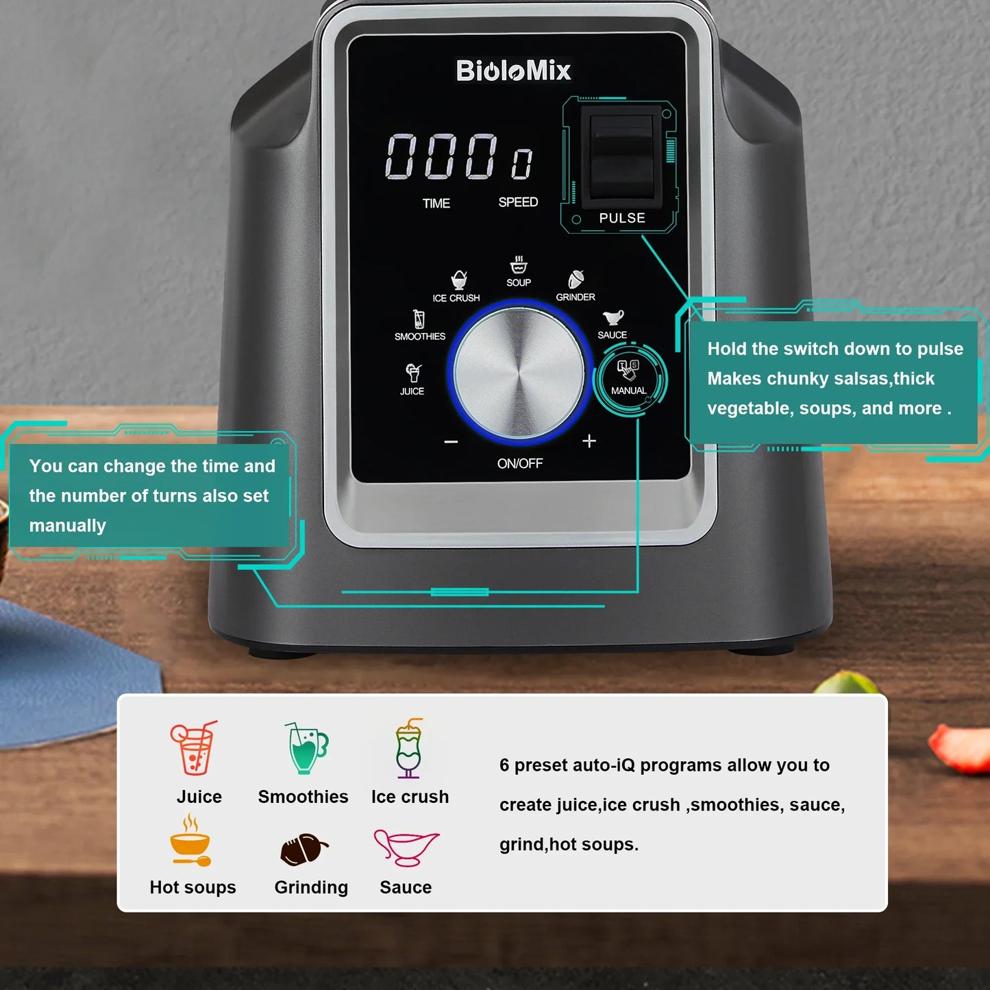 BioloMix Digital BPA FREE 2L Automatic Blender Blenders Peaceful Pleasures Health and Wellness