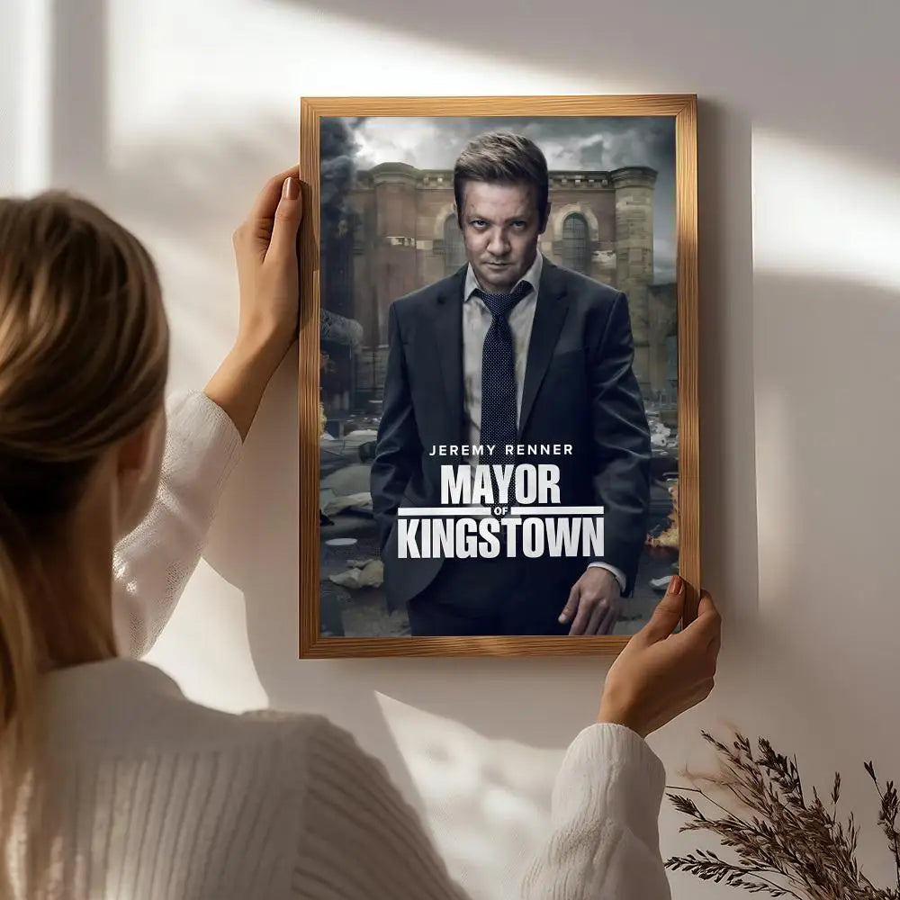 TV M-Mayor of Kingstown Poster HD Self Adhesive Waterproof Wall Art Ideal for Home Office Dorm Bedroom Great Gift Peaceful Pleasures Health and Wellness White4 50X70cmNoframe