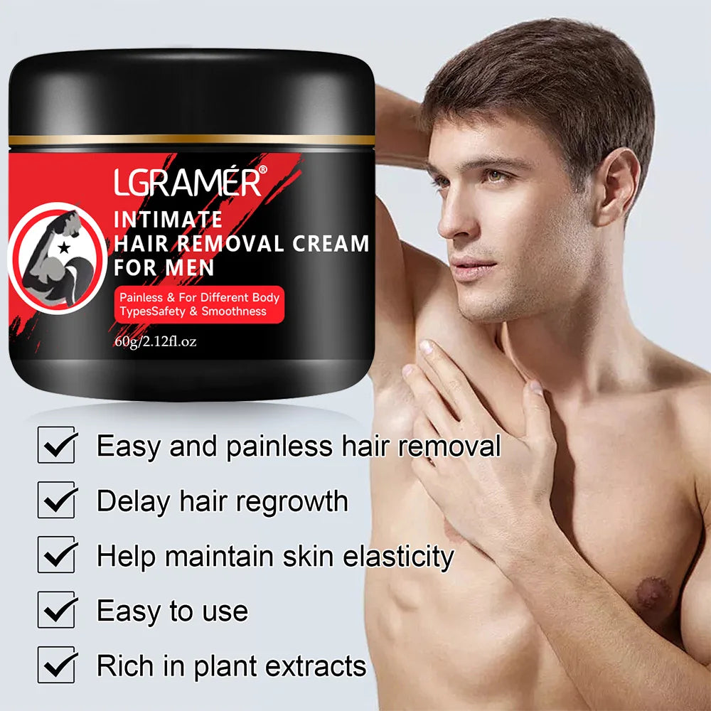 LGRAMER Men's Painless Hair Removal Cream | Body & Armpit