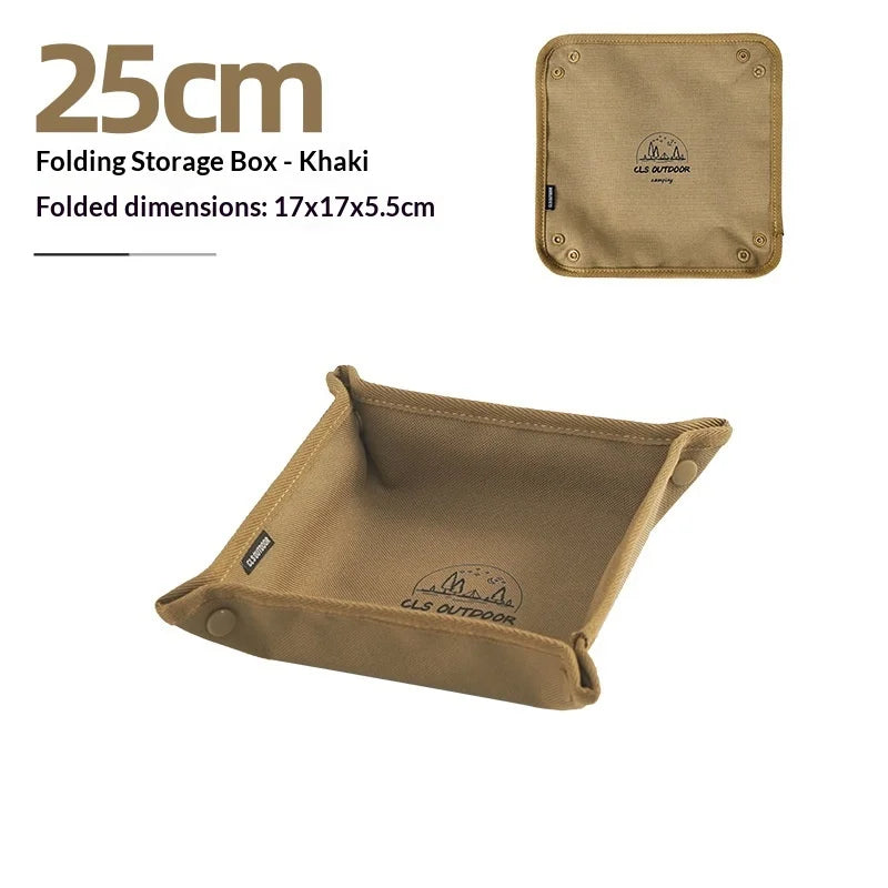 New Portable Folding Square Camping Organizer Tray - Compact Home and Travel Storage Box for Clutter-Free Camping Outdoor Peaceful Pleasures Health and Wellness khaki-M