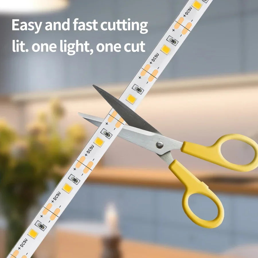 1M 2M 3M 5M 10M Hand Sweep LED Strip Lights 5V USB Diode Tape with Hand Scan Sensor Switch for Bedroom Cabinet Closet Kitchen Peaceful Pleasures Health and Wellness