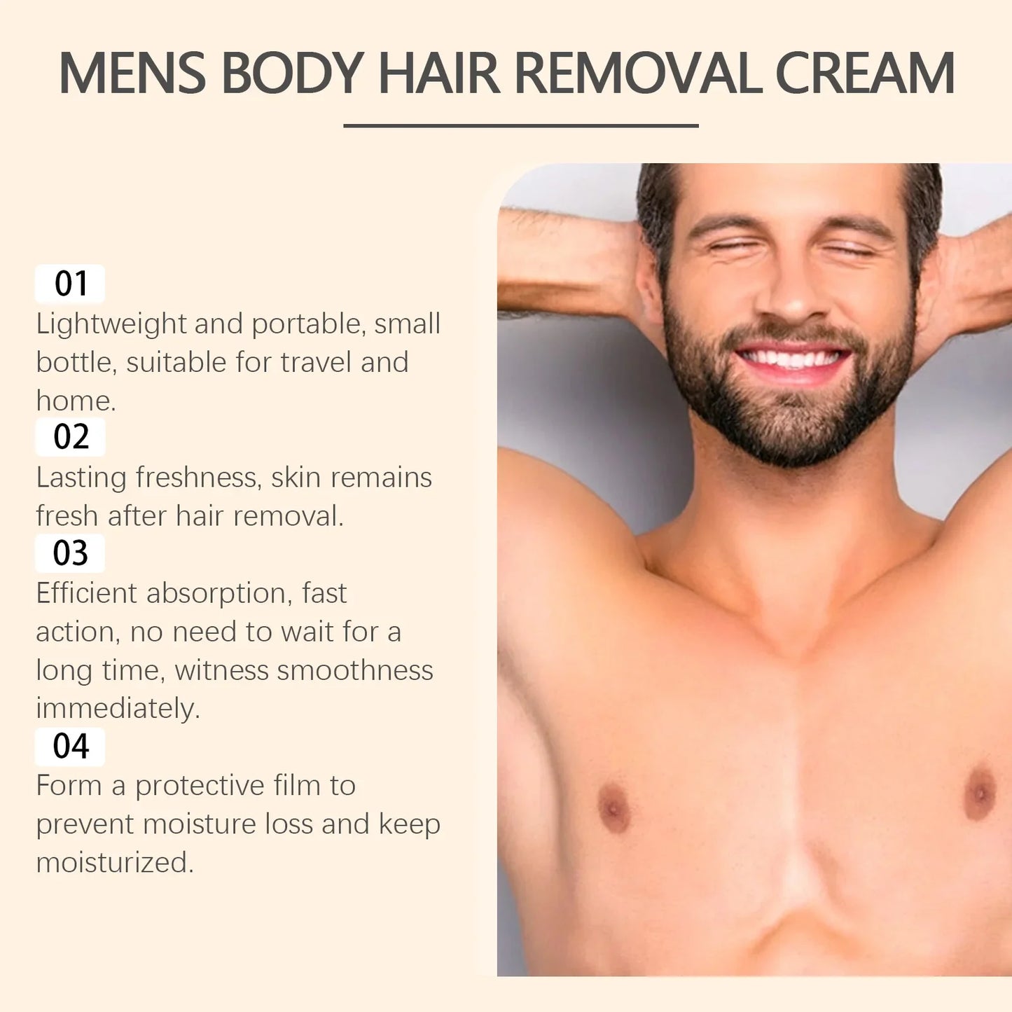 East Moon Men's Hair Removal Cream & Scraper – Painless Body