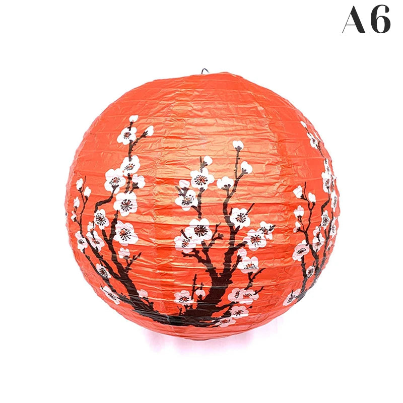 Chinese Round Paper Lantern Lamp Shade | Plum Blossom Décor