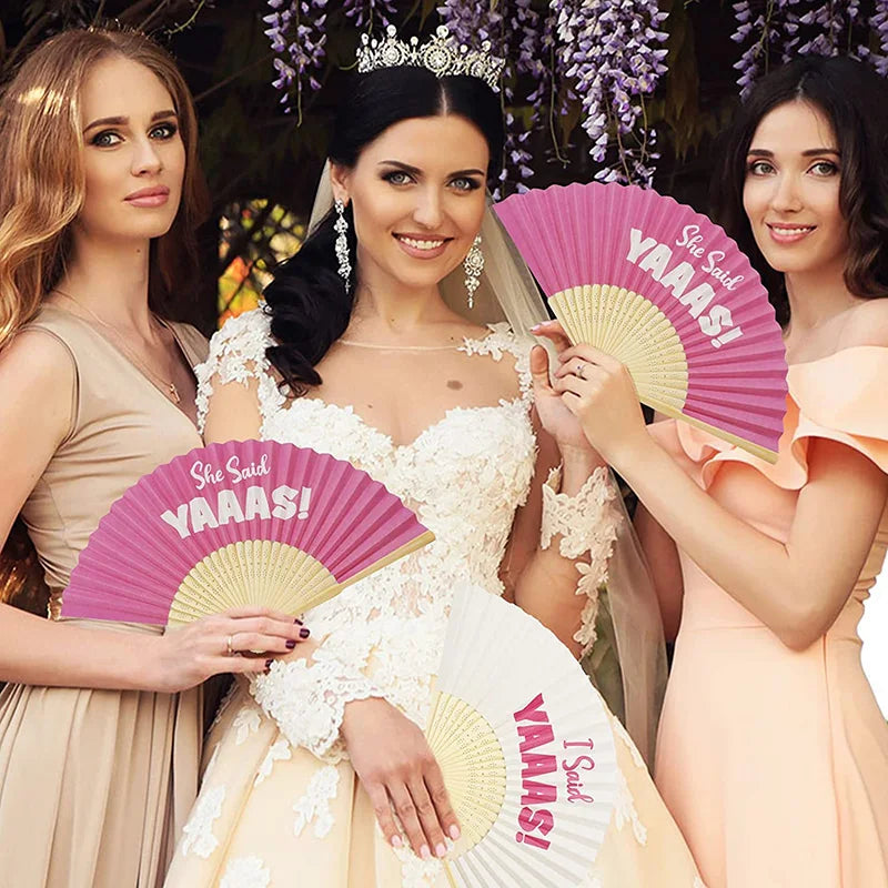 Silk Fan Bachelorette Party Decor | Bridal Shower "She Said Yaaas"