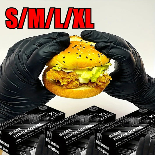 Black Nitrile Gloves 100PCS – Powder Free, Latex Free S–XL Disposable Nitrile Gloves Oasis Select