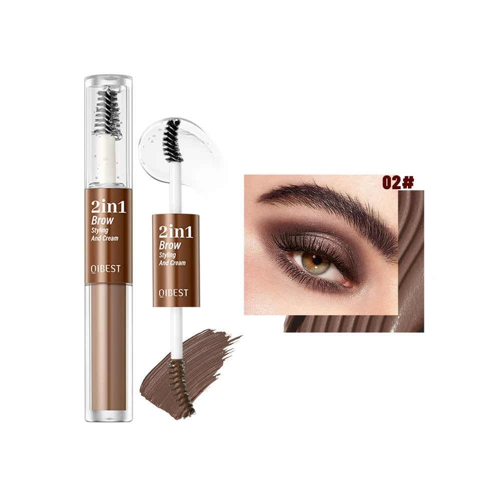 QIBEST Double-head Eyebrow Styling Cream Waterproof 3D Eyebrow Tattoo Tint Setting Gel Wild Brow Pomade Quick-drying Cosmetics Peaceful Pleasures Health and Wellness 02