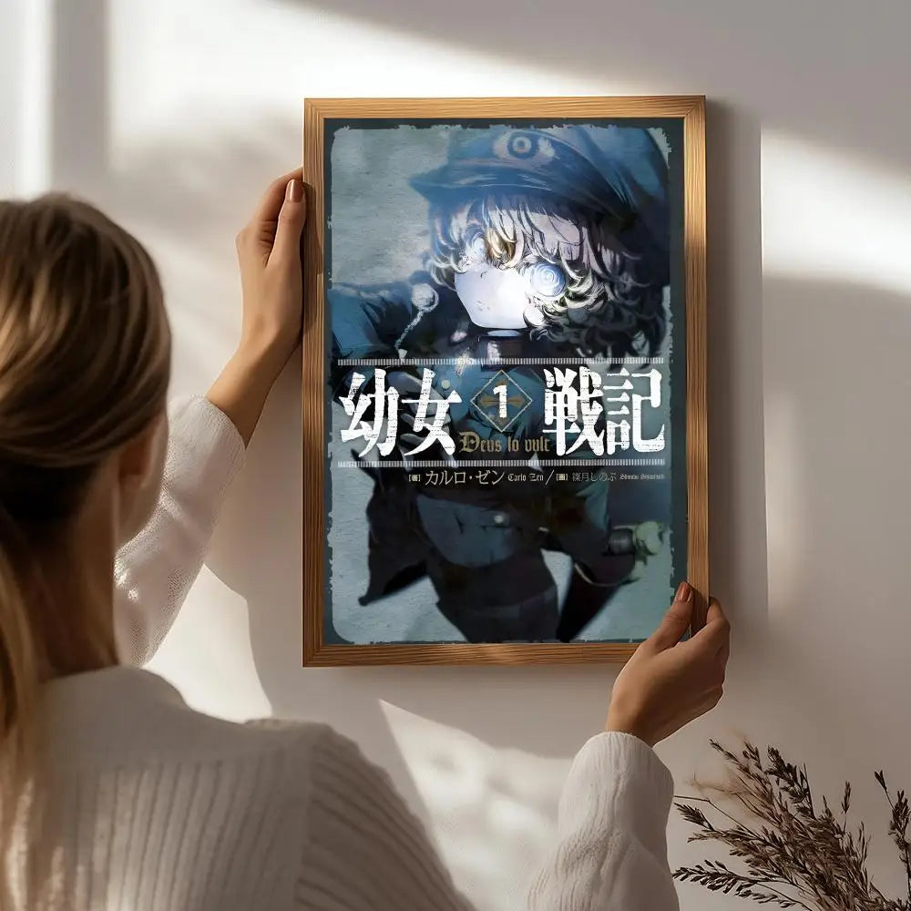 Anime S-Saga of Tanya the Evil Poster HD Self Adhesive Waterproof Wall Art Ideal for Home Office Dorm Bedroom Great Gift Peaceful Pleasures Health and Wellness White3 15X20cmNoframe