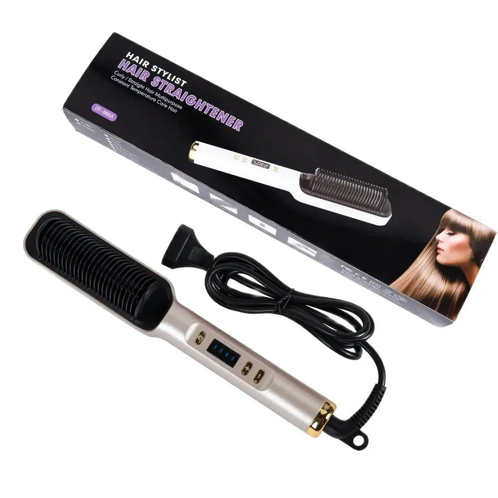 Alileader Straightener Brush Smooth Frizz 30 S Fast Heating 60 Min Auto-Off Women Hairstyle Tools Suitable Long/Thick/Wigs Hair Peaceful Pleasures Health and Wellness Champagne US
