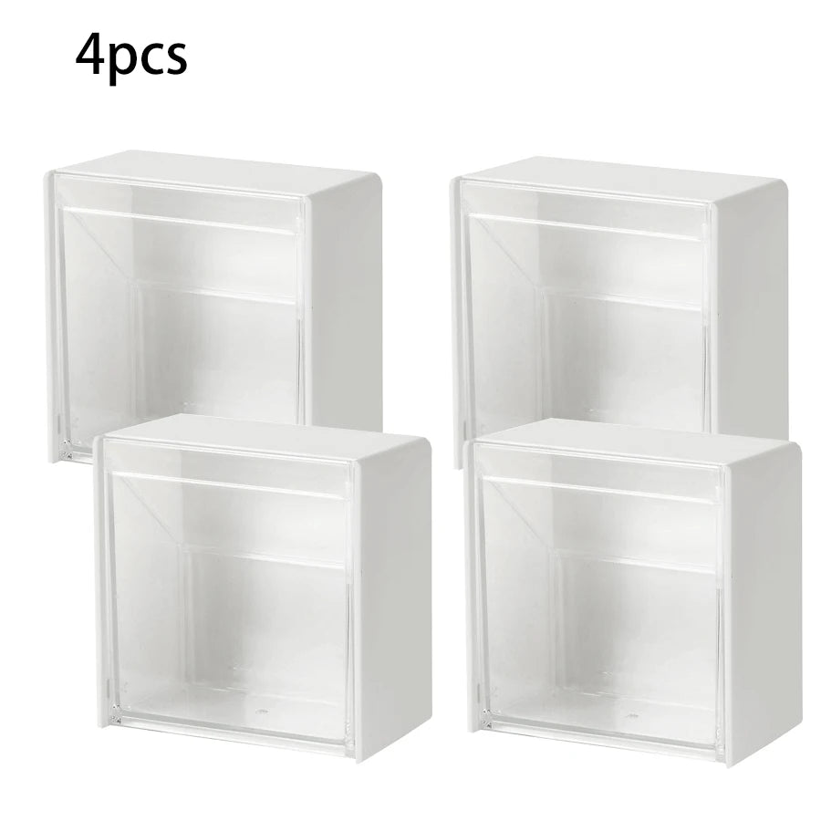 Wall-Mounted Cotton Pad Holder & Dispenser – Round Storage Jars for Cotton Balls & Pads (2 or 4 Pcs)
