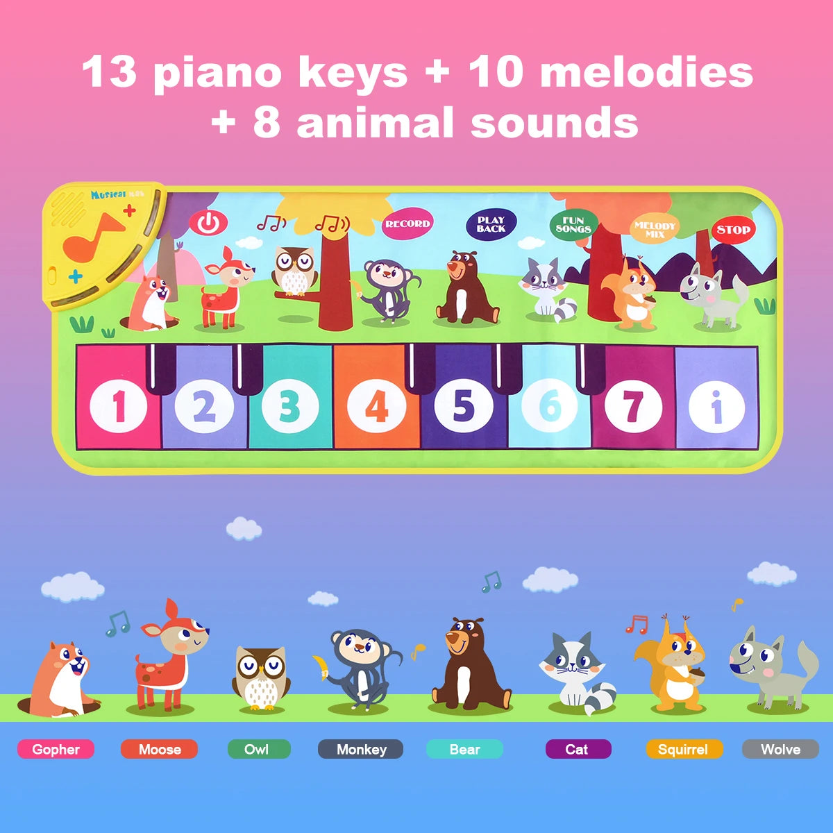 80 Kid Music Piano Mat Toddler Floor Baby Keyboard Dance 8 Animal
