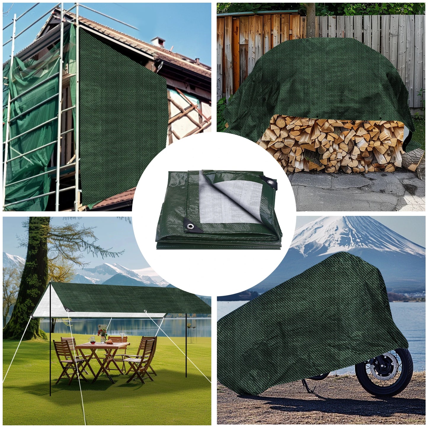 Waterproof Camping Tent Tarp Hammock Rain Ground Cloth Poly Tarp with Grommets Shelter Sunshade Durable Mat for Outdoor Cover Peaceful Pleasures Health and Wellness