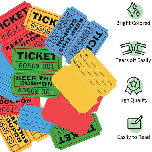 1000pcs Colorful Double Roll Raffle Tickets | Events & Carnivals Raffle Tickets Peaceful Pleasures Health and Wellness