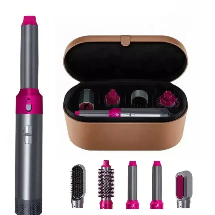 Hair Dryer 5-In-1 Electric Hair Comb Negative Ion Straight Curler Brush Blow Dryer Air Comb Removable Brush Kit Tool Peaceful Pleasures Health and Wellness Brown Box EU