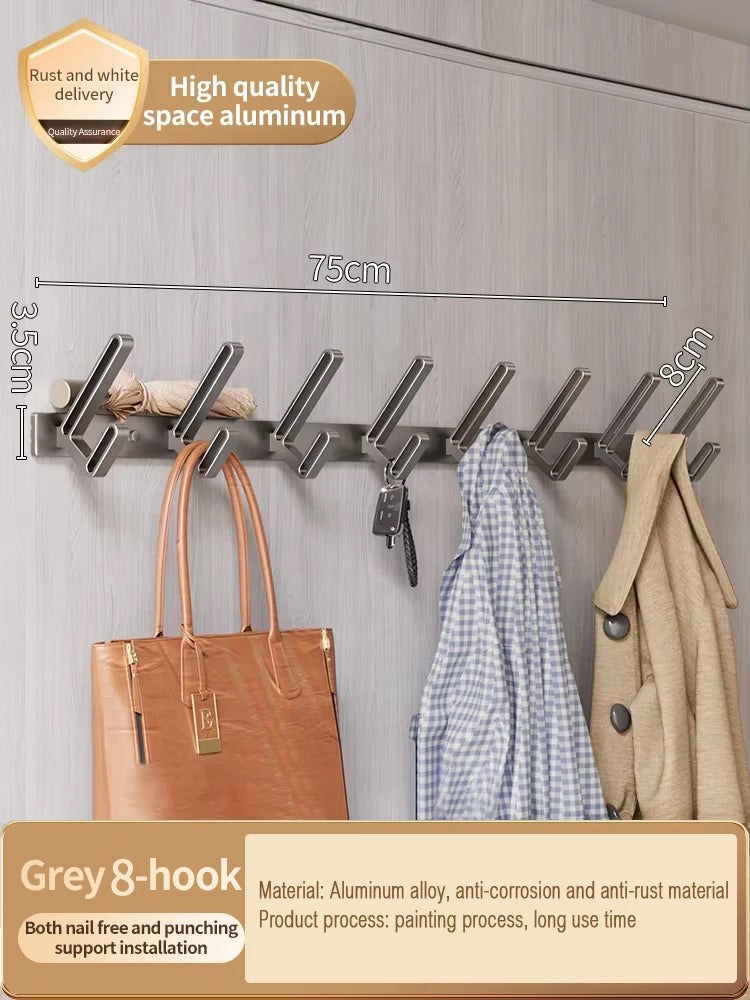 No-Drill Aluminum Wall Hooks – 6 Robe & Clothes Hangers