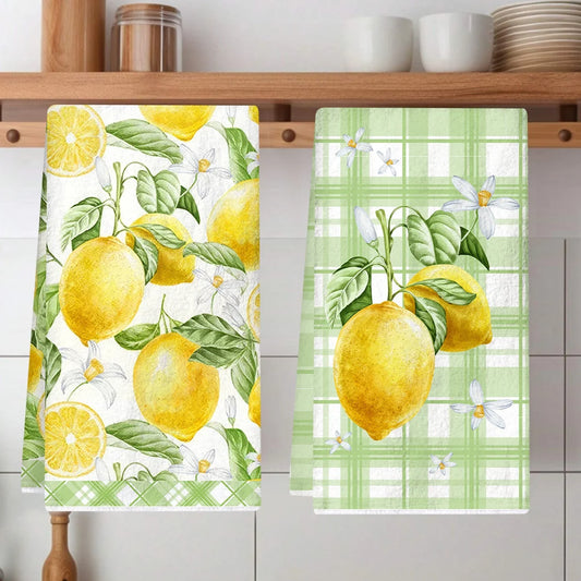 Italy Lemon Hand & Dish Towels | Rustic Kitchen Tea Towels 2pc Kitchen Tea Towels Peaceful Pleasures Health and Wellness