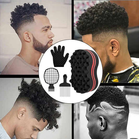 4Pcs Twist Hair Sponges Set Big Holes Barber Hair Brush Sponge Locking Twist Afro Curl Coil Wave Hair Care Tool Curl Brush Peaceful Pleasures Health and Wellness