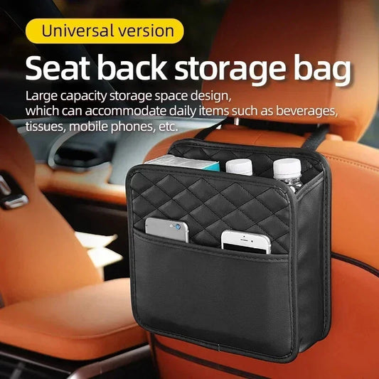 Leather Car Seat Back Organizer | Multi-Pocket Storage Bag Car Seat Organizer Peaceful Pleasures Health and Wellness