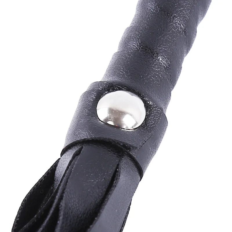 1PC PU Leather Horsewhip Riding Sports Equipment Anti-Slippery Handle Black Horse Whip Riding Horse Supplies Peaceful Pleasures Health and Wellness