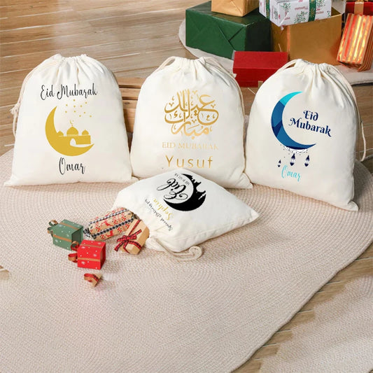 Personalised Eid Mubarak Gift Bag | Moon Stars Ramadan Sack Personalised Gift Bag Peaceful Pleasures Health and Wellness