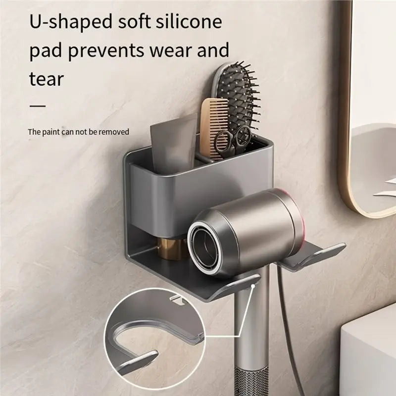 Y51A-No-Drill Hair Dryer Holder, Wall-Mounted Bathroom Organizer For Electric Blow Dryers- Easy Installation Included Peaceful Pleasures Health and Wellness