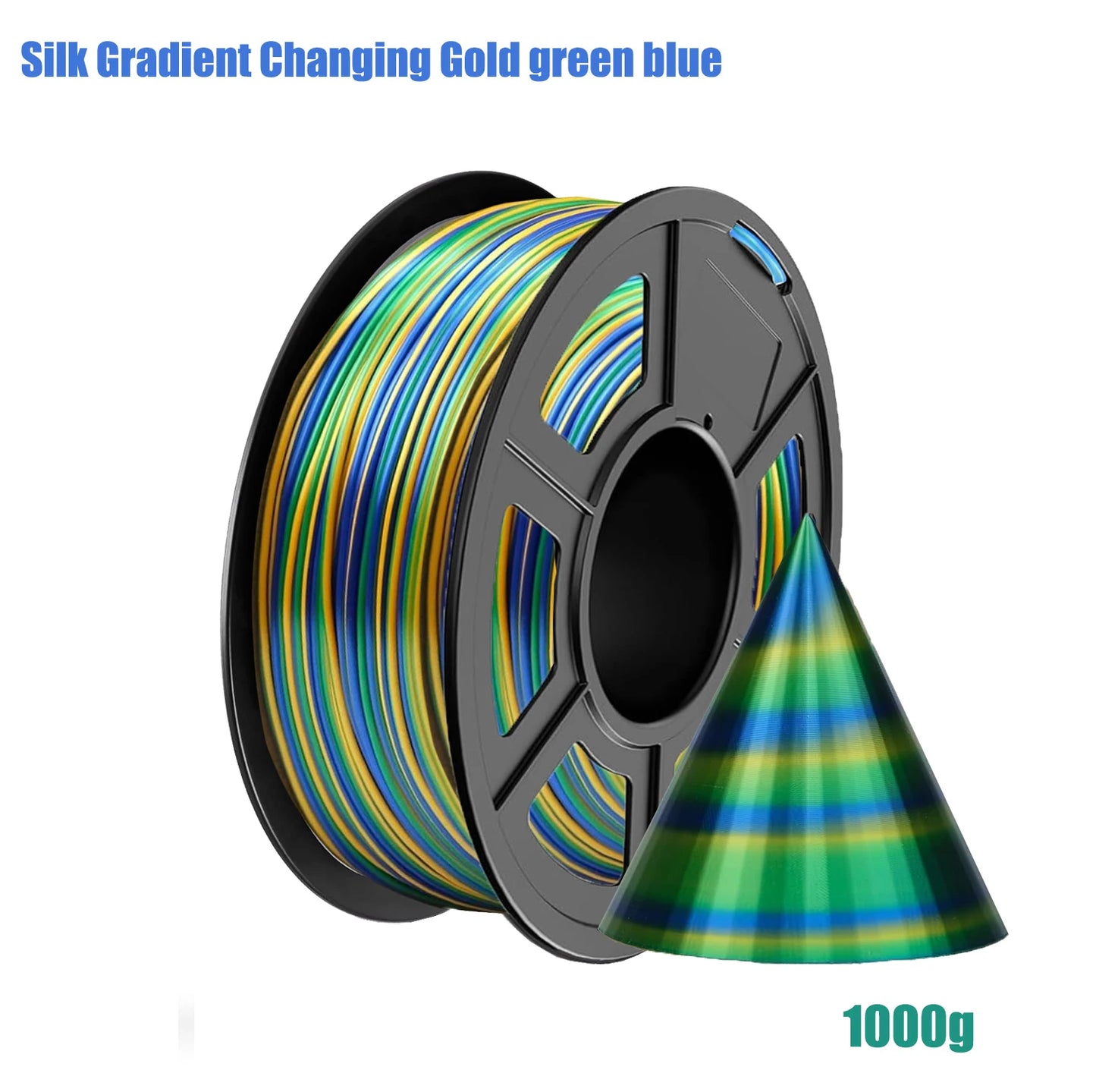Silk PLA Filament 1.75mm Gradient Color – 250g/500g/1kg Spools