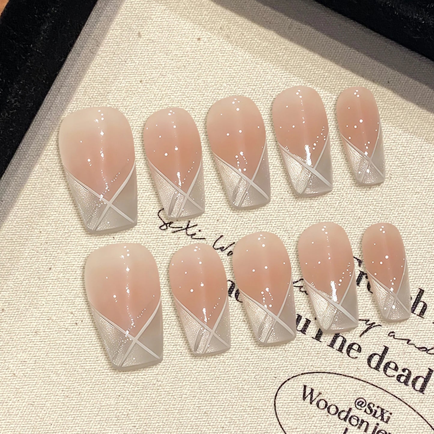 Handmade Press on Nails Sweet Bowknot Pearl Decor French Fake Nails for Women Girl Wearable Shiny Cat Eye Bride False Nail Tips Peaceful Pleasures Health and Wellness XS 2