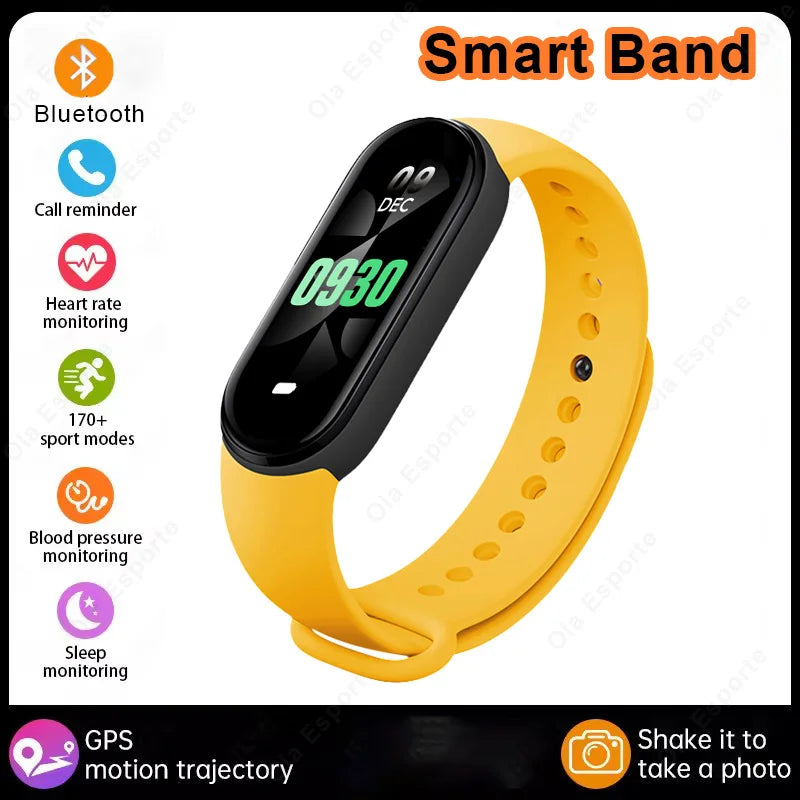 Fashion Smart Watch Fitness Bracelet Sports Waterproof Health Monitor Watch Smart Band BT Control Photo Capture Smart Wristband Peaceful Pleasures Health and Wellness Yellow