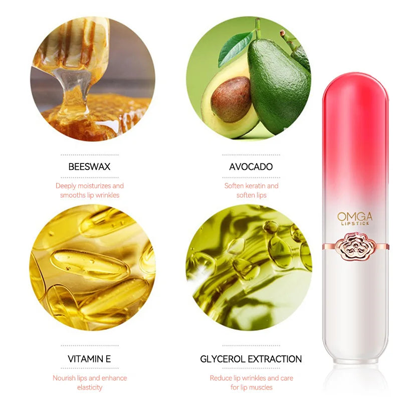 GECOMO Color-Changing Lip Balm | Peach Moisturizing Jelly Lipstick
