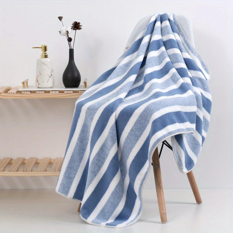 2-Pack Quick-Dry Striped Bath & Hand Towel Set | Soft & Absorbent