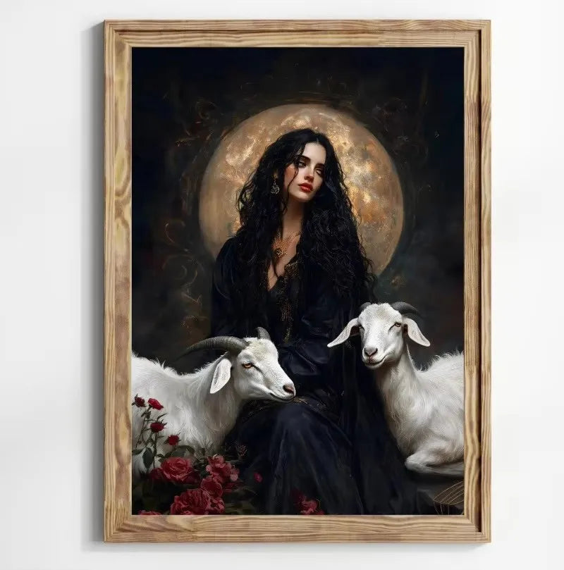 Classic Witch Black Cat Pumpkin Apothecary Full Moon Wall Art Halloween Goth Canvas Painting Moody Poster Home Bedroom Decor Peaceful Pleasures Health and Wellness ZLH5217 100x150cm No Frame