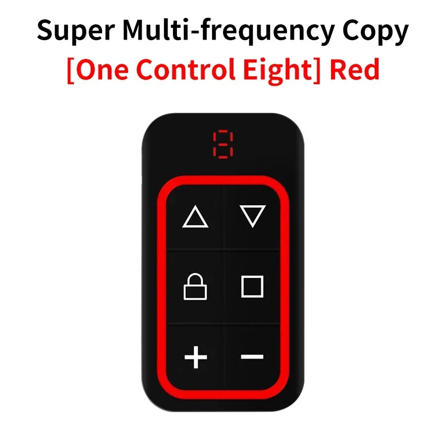 433Mhz 8 in 1 Universal Garage Door Remote Controller Key Duplicator Multi-frequency 300-915Mhz Garage Door Opener Rechargeable Peaceful Pleasures Health and Wellness 8 Channels Red