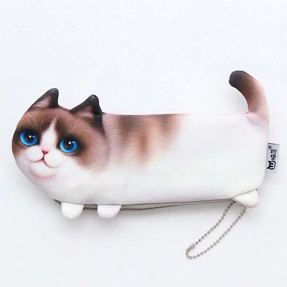 Creative Girl Student Gift Pencil Box Soft Cloth Stationery Pencil Case Simulation Cartoon Cat Storage Organizer Pen Bag Peaceful Pleasures Health and Wellness 1