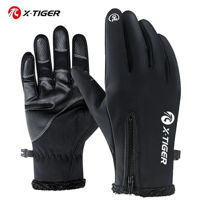 X-TIGER Winter Cycling Gloves – Full Finger, Fleece & Touch Screen