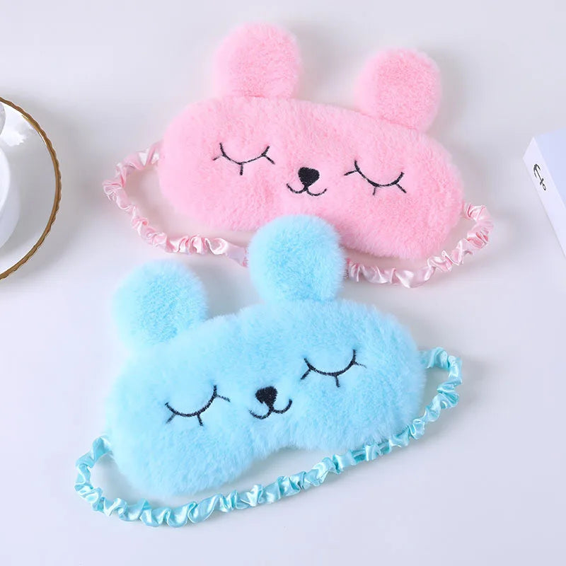 Cartoon Rabbit Plush Sleep Eye Mask – Light Blocking Travel